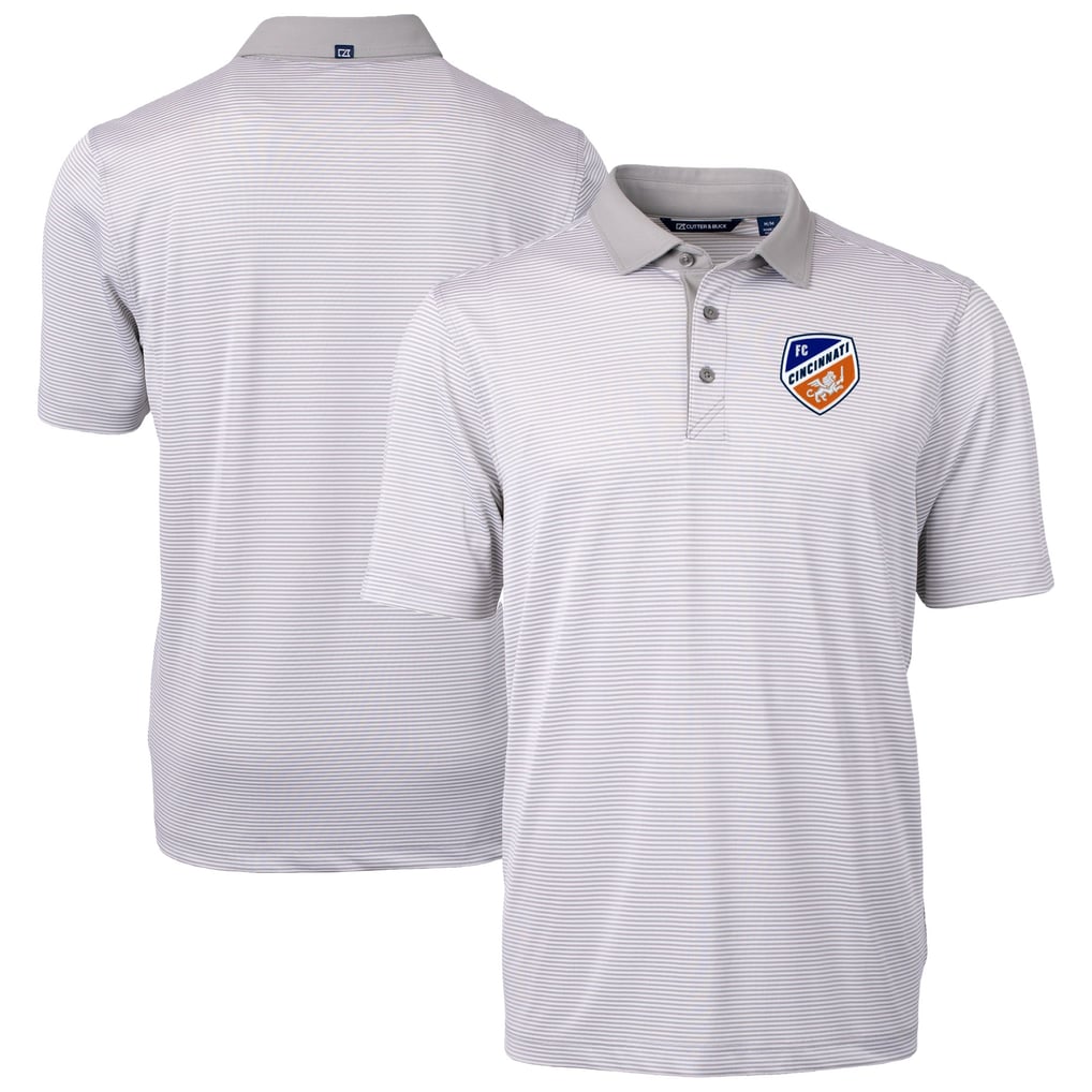  FC Cincinnati Cutter & Buck Virtue Eco Pique Micro Stripe Recycled Polo - Gray